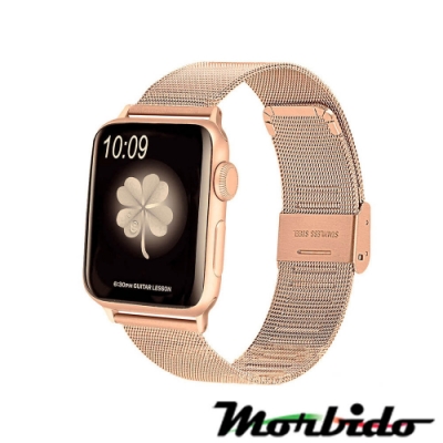 Morbido蒙彼多 Apple Watch 44mm不鏽鋼編織卡扣式錶帶