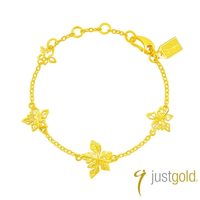 【Just Gold 鎮金店】幸福楓葉 黃金手鍊