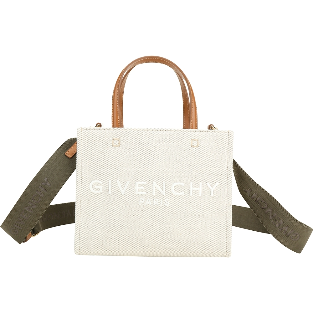 GIVENCHY G-Tote 字母印花帆布手提/斜背托特包(米白色)