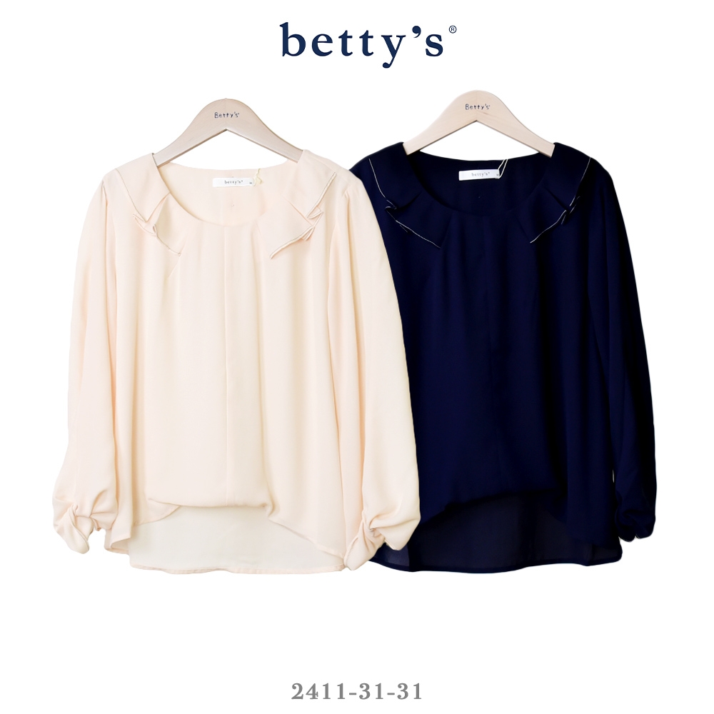 betty’s專櫃款　造型壓褶領片雪紡上衣(共二色)