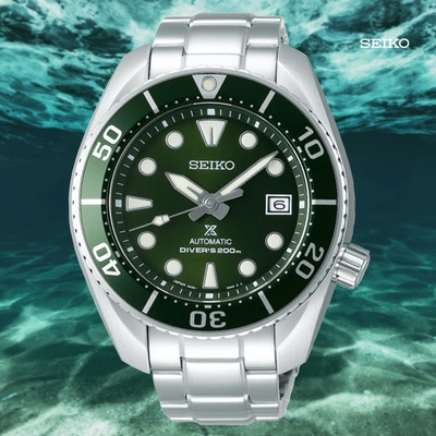 SEIKO 精工 PROSPEX DIVER SCUBA 200米潛水機械錶-綠面45mm SPB103J1/6R35-00A0G_SK028
