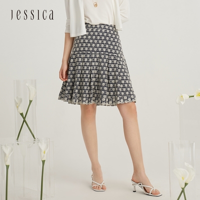 JESSICA - 甜美減齡立體花卉蕾絲荷葉邊短裙223413