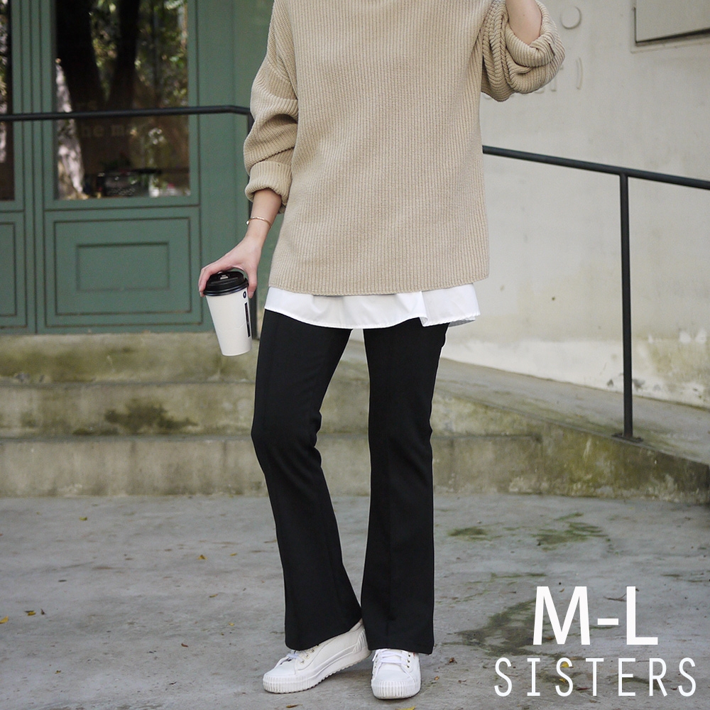 SISTERS 韓國俐落顯瘦的微喇叭靴型內搭褲 寬褲/M-L