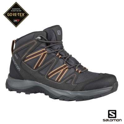 Salomon 男 GORETEX 中筒登山鞋 LEIGHTON 磁灰