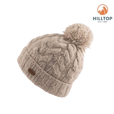 【Hilltop 山頂鳥】KuSan 素色針織毛球保暖羊毛帽 卡其｜PH41XX01KUN0