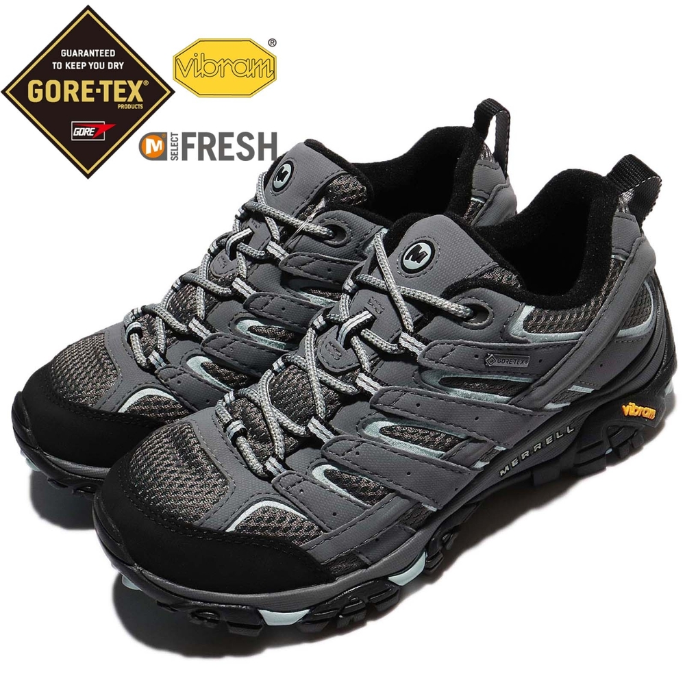 Merrell 越野鞋 Moab 2 GTX 女鞋 戶外 登山 防水 耐磨 黃金大底 灰藍 ML06036