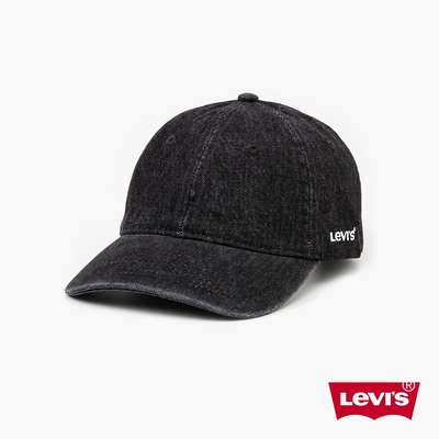 levis 男女同款 可調式皮環丹寧棒球帽 / 精工刺繡logo / 復古黑染水洗