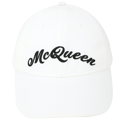 Alexander McQueen 字母刺繡棉質棒球帽(白色)