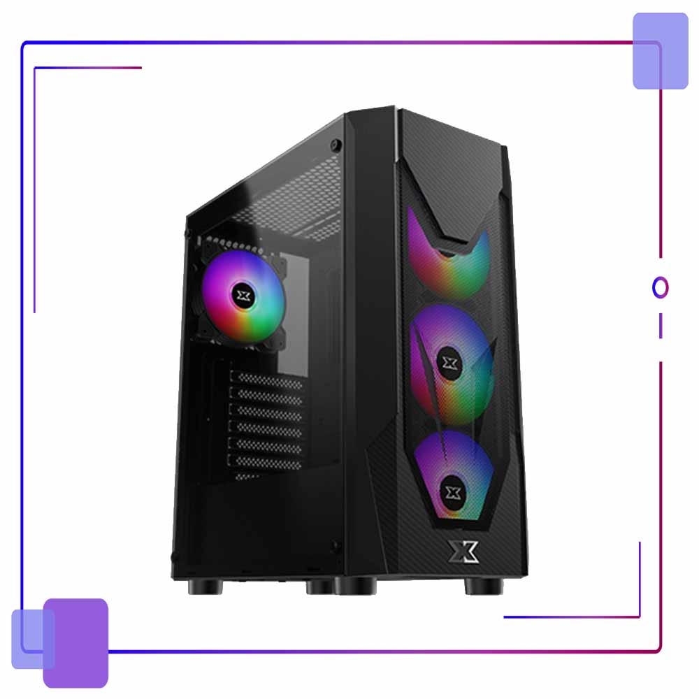 富鈞 XIGMATEK Starship RGB 黑 玻璃透側機殼 (ATX/內建炫彩固光風扇前3後1/顯卡320mm/塔散160mm/水冷240mm)