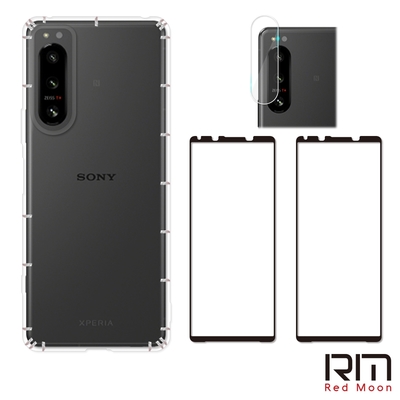 RedMoon SONY Xperia 5 IV 手機殼貼4件組 空壓殼-9H玻璃保貼2入+厚版鏡頭貼