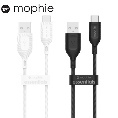 mophie essentials USB-A to USB-C 編織數據線 1m-白色