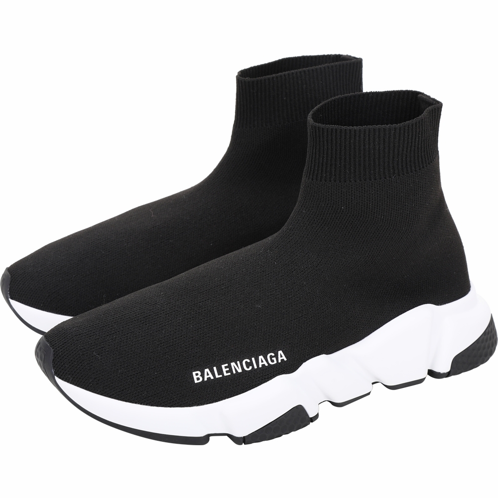 BALENCIAGA Speed 字母標誌黑色針織襪套式運動鞋
