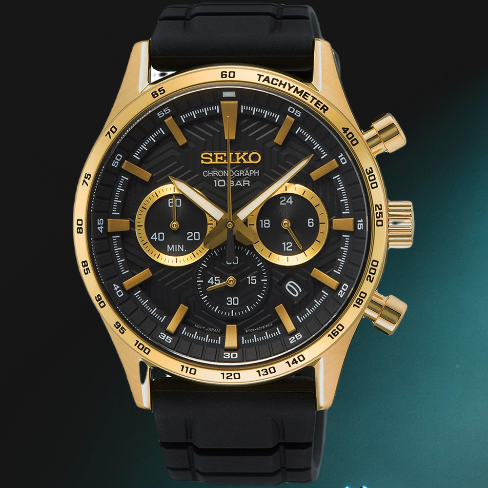 SEIKO精工 CS系列 黑金 三眼計時腕錶 SSB446P1/8T63-00Y0C (SK034)