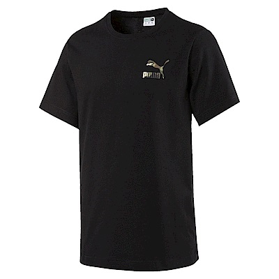 PUMA-男性流行系列野地迷彩短袖T恤-黑色-歐規