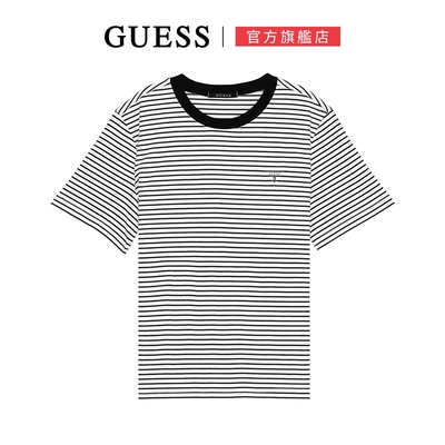 【GUESS】簡約百搭條紋LOGO短T (兩色可選)