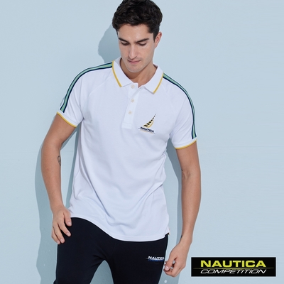 nautica男裝 competition撞色肩線短袖polo衫-白