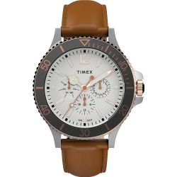 TIMEX 天美時 風格系列 經典紳士手錶- 白棕 /43mm