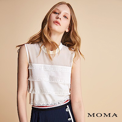 MOMA無袖透視拼接蕾絲上衣