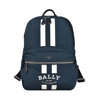 BALLY FIXIE.STL 字母LOGO再生尼龍拉鍊斜背後背包(深藍)