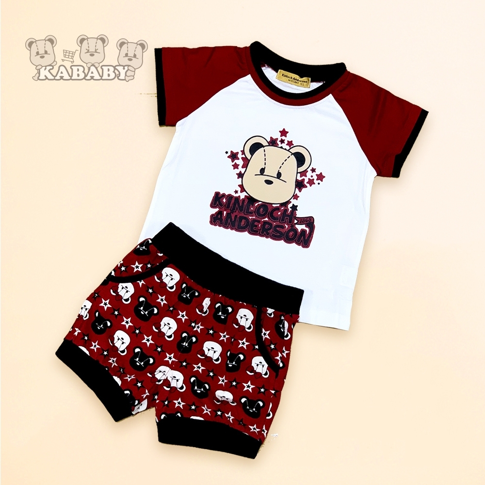 【金安德森】KA休閒STAR熊滿版短褲套裝 (紅色)