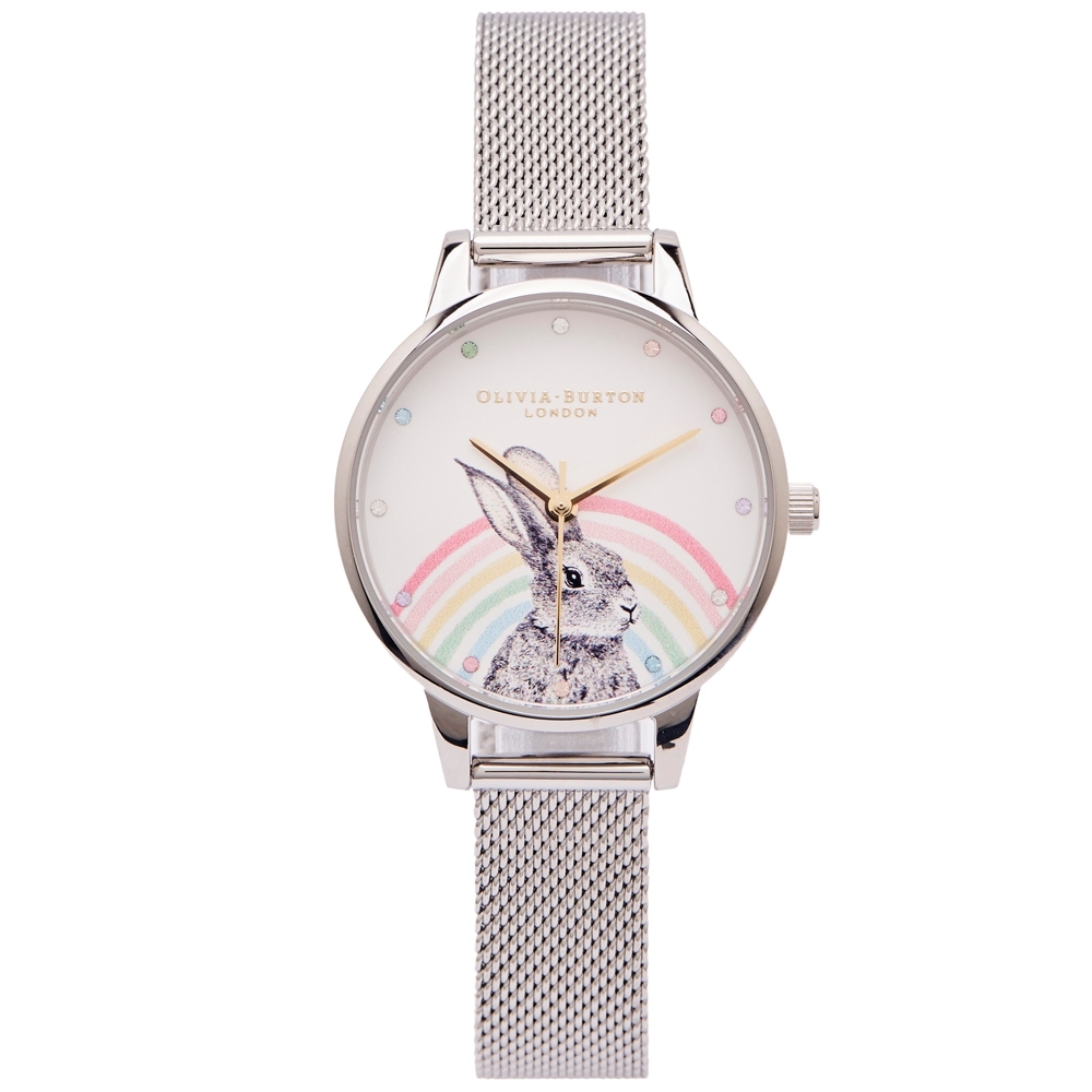 OLIVIA BURTON 兔子與彩虹夢境的米蘭帶錶帶手錶(OB16WL89)-白面/30mm