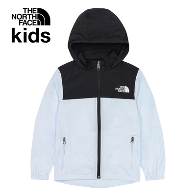 【The North Face 官方旗艦】北面兒童藍色涼感防曬舒適透氣連帽外套｜87ZEUFO