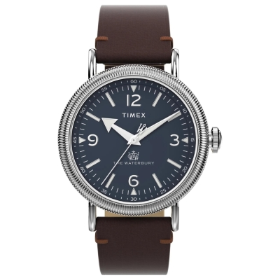 TIMEX 天美時 Waterbury 40毫米經典紳士手錶(藍x棕TXTW2W20400)