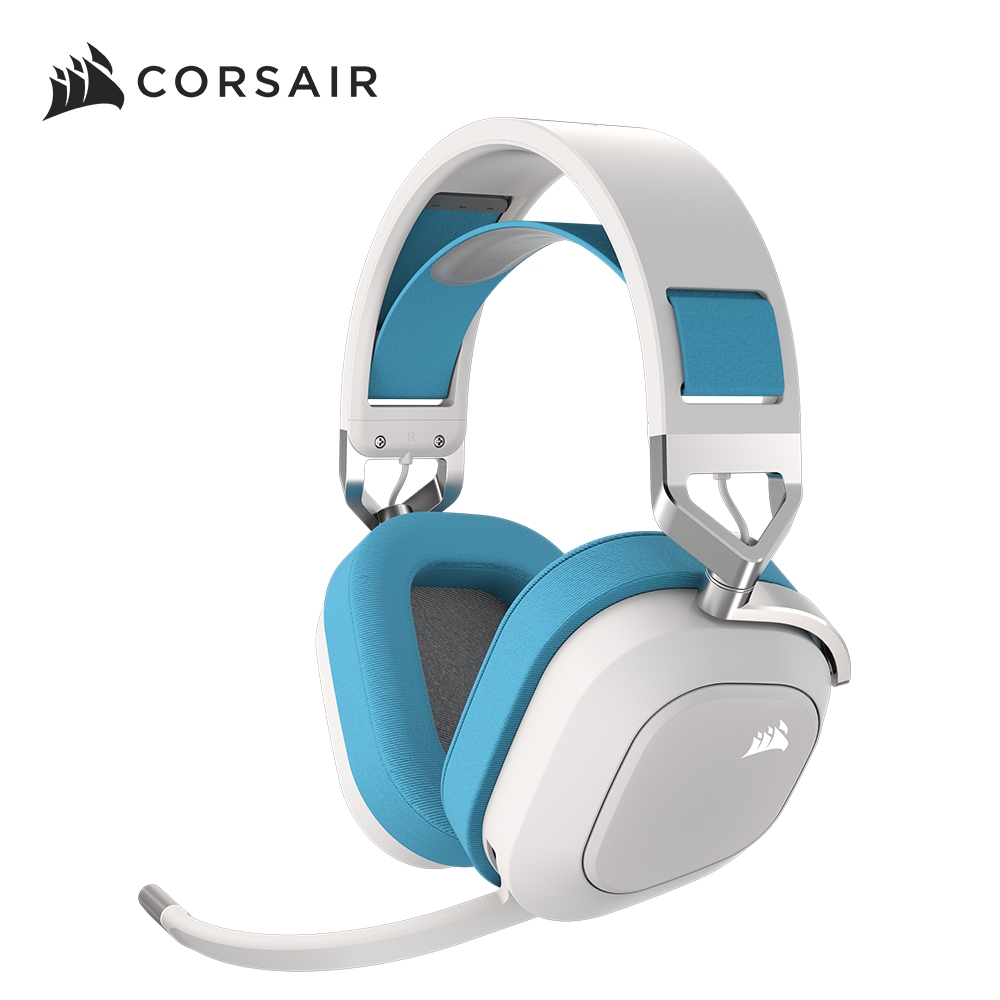 【CORSAIR海盜船】HS80 RGB WIRELESS 無線耳機麥克風-藍 / CA-901123B-AP