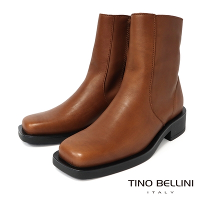 【TINO BELLINI 貝里尼】義大利進口方頭短靴FWOV024-N(焦糖)