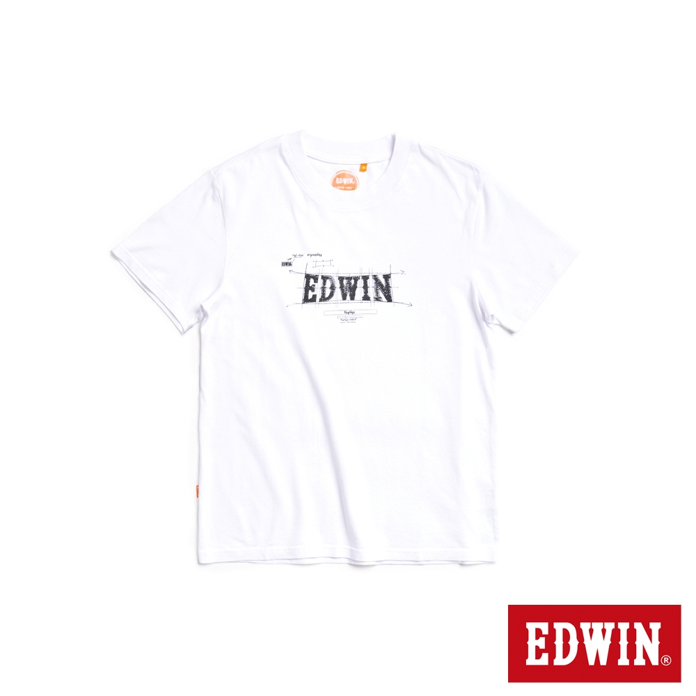 EDWIN 人氣復刻款 橘標 SKETCH LOGO短袖T恤-男-白色