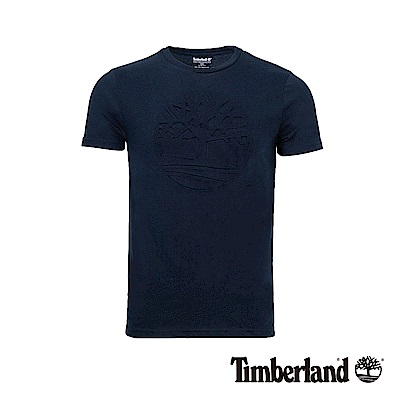 Timberland 男款深藍色立體印花LOGO短T恤|A1X3N