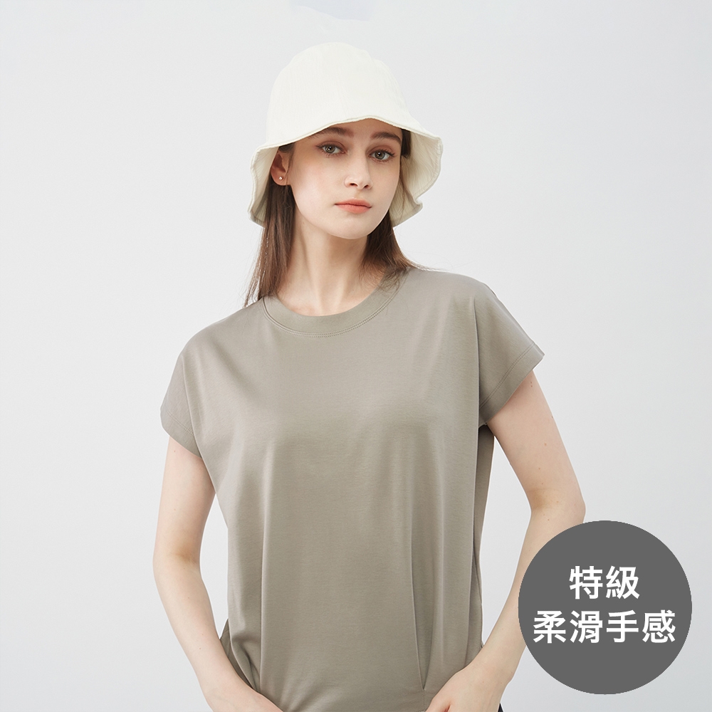 GIORDANO 女裝純棉奢滑抓皺上衣 - 55 苔綠