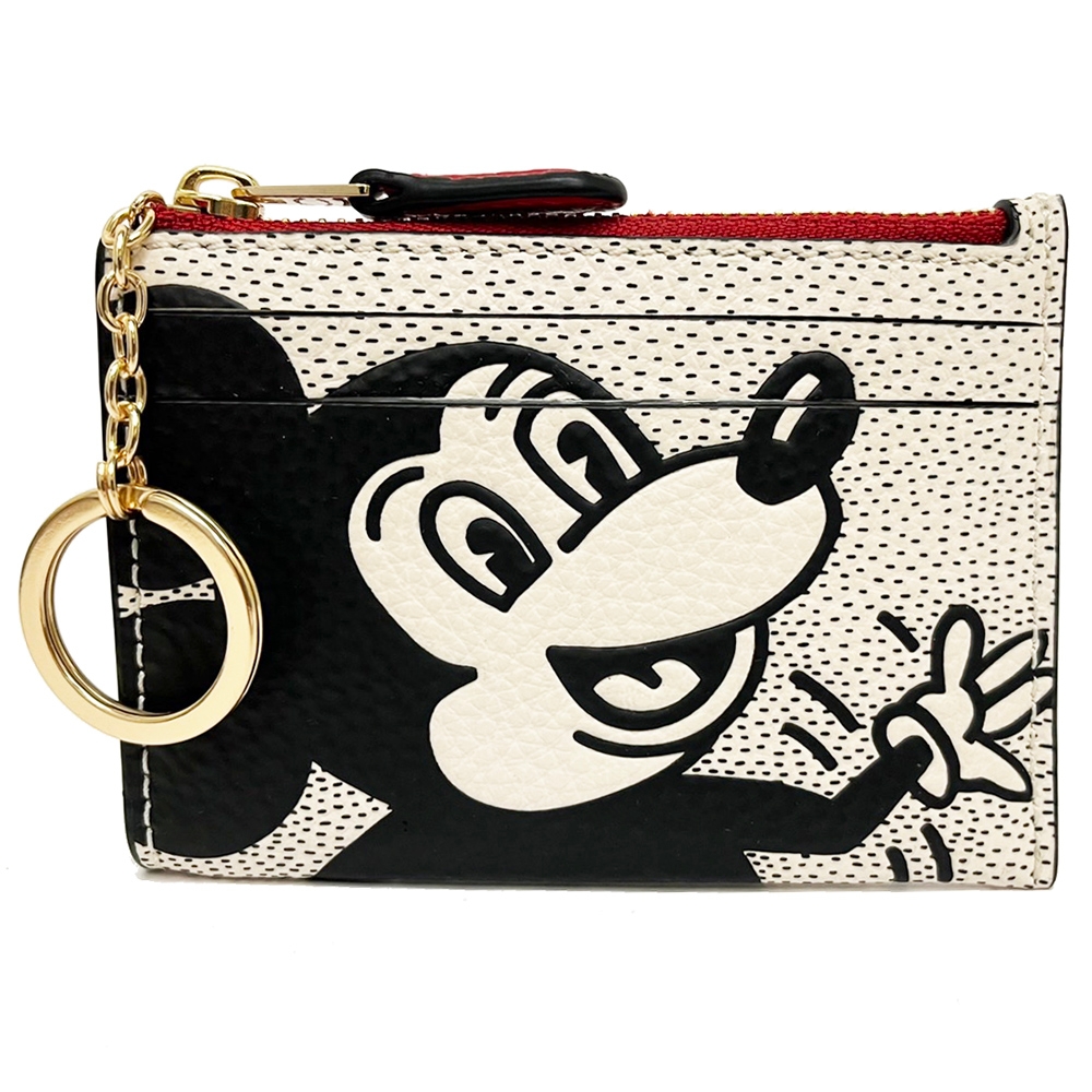 COACH Disney Mickey Mouse X Keith Haring鑰匙零錢包(米白)