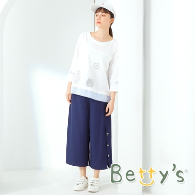 betty’s貝蒂思　釦飾質感九分寬褲 (深藍)