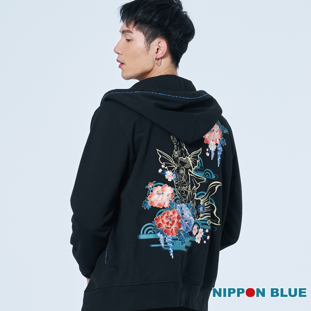 日本藍 BLUE WAY – 金標夜光鯉繡花針織連帽外套