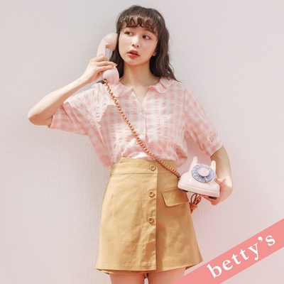 betty’s貝蒂思 腰鬆緊斜接排釦褲裙(卡其色)