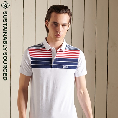 SUPERDRY 男裝 短 POLO ACADEMY STRIPE 白