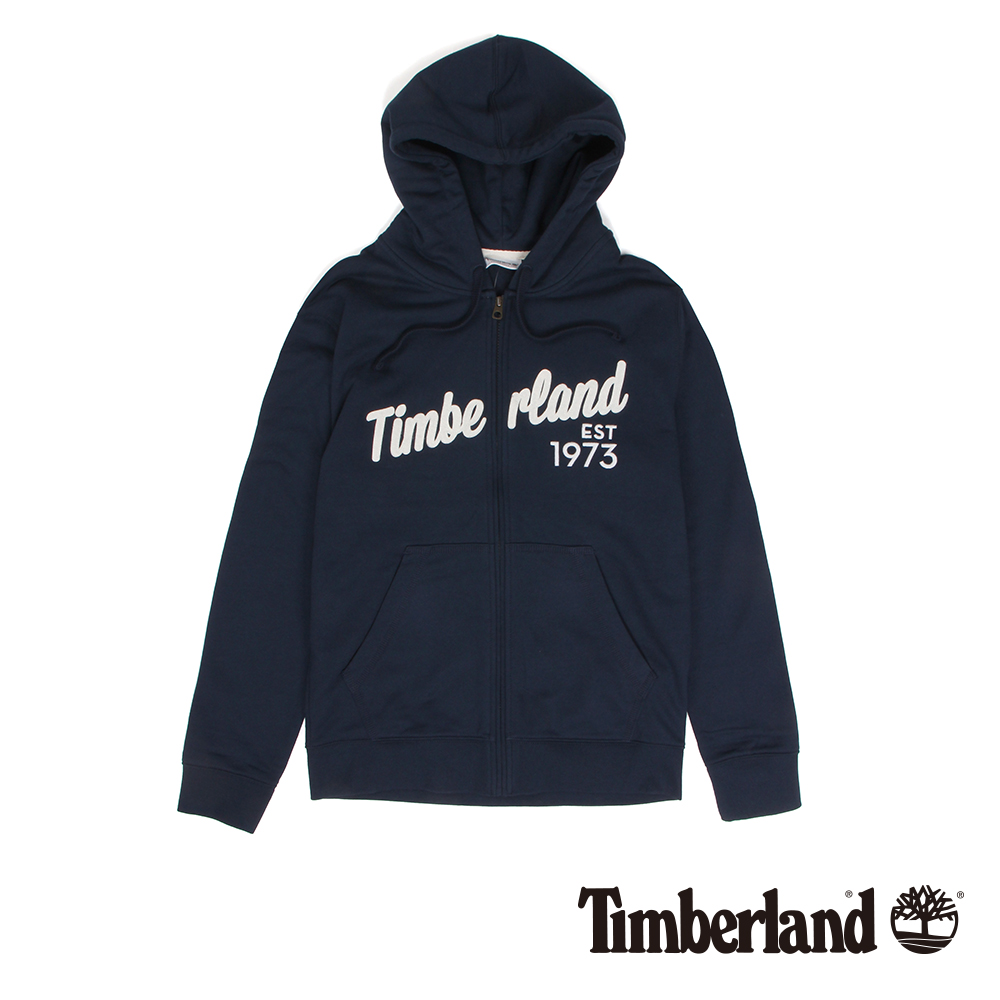 Timberland 男款藍色拉鍊連帽運動衫 | A1WAB433