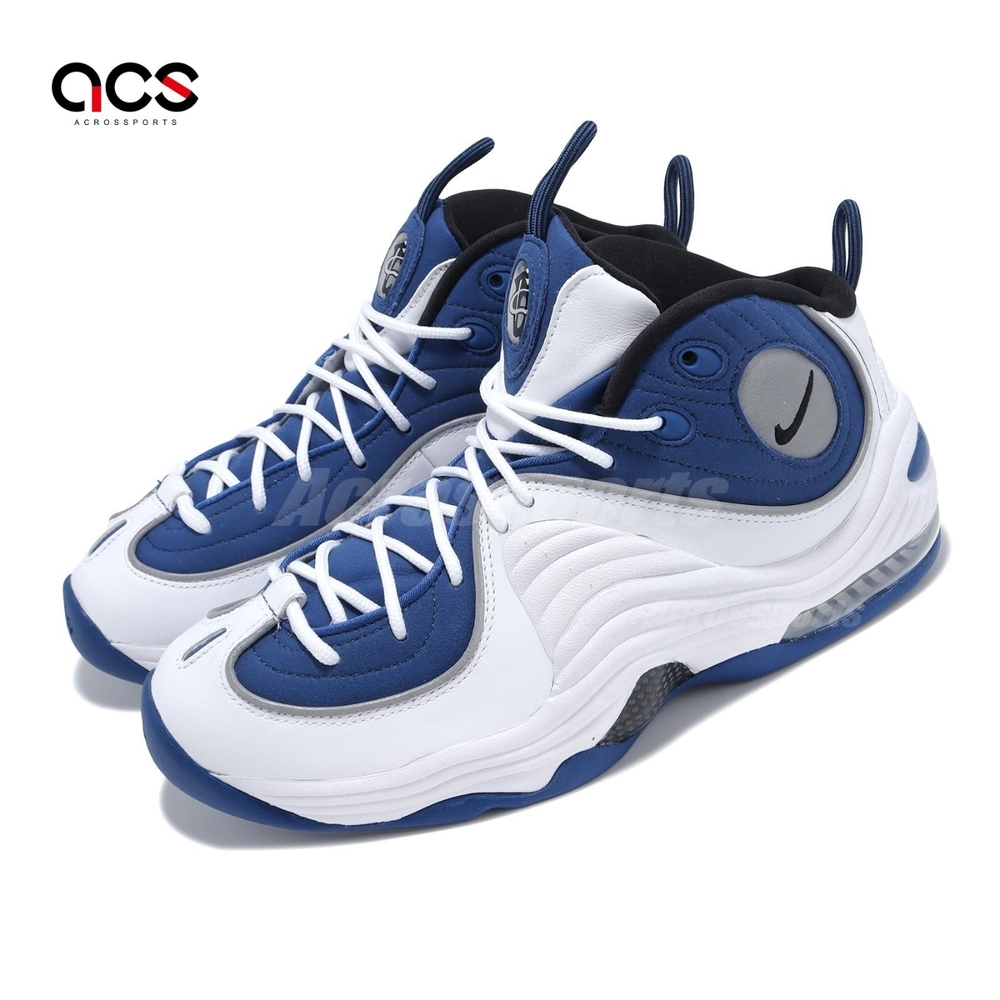 Nike 休閒鞋Air Penny II QS 男鞋白藍避震氣墊反光一分錢復古中筒運動