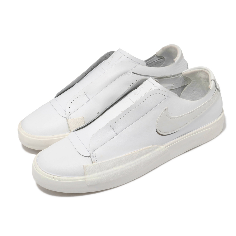 Nike 休閒鞋 Blazer Slip 運動 女鞋 基本款 簡約 套腳 舒適 皮革 質感 米白 白 CJ1651100