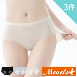 Mevels瑪薇絲- 加大尺碼簡約無痕裸感中腰內褲/無痕內褲(3件組)