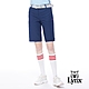 【Lynx Golf】女款吸排易溶紗材質透氣素面款褲口假反摺設計直筒五分褲-深藍色 product thumbnail 2