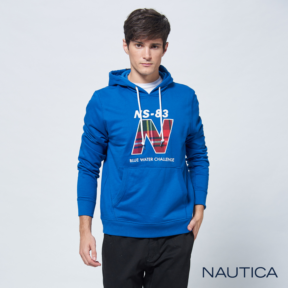 Nautica經典品牌運動風連帽TEE-寶藍