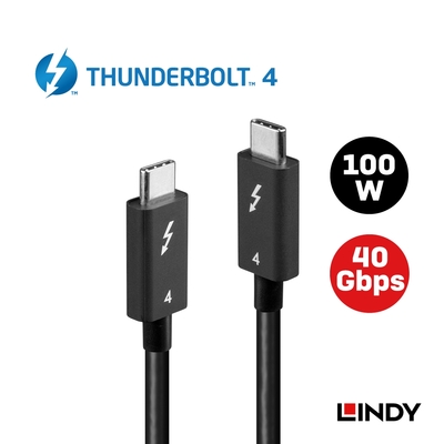 LINDY 林帝 被動式 THUNDERBOLT 4 Intel 原廠認證傳輸線 1m (31120)