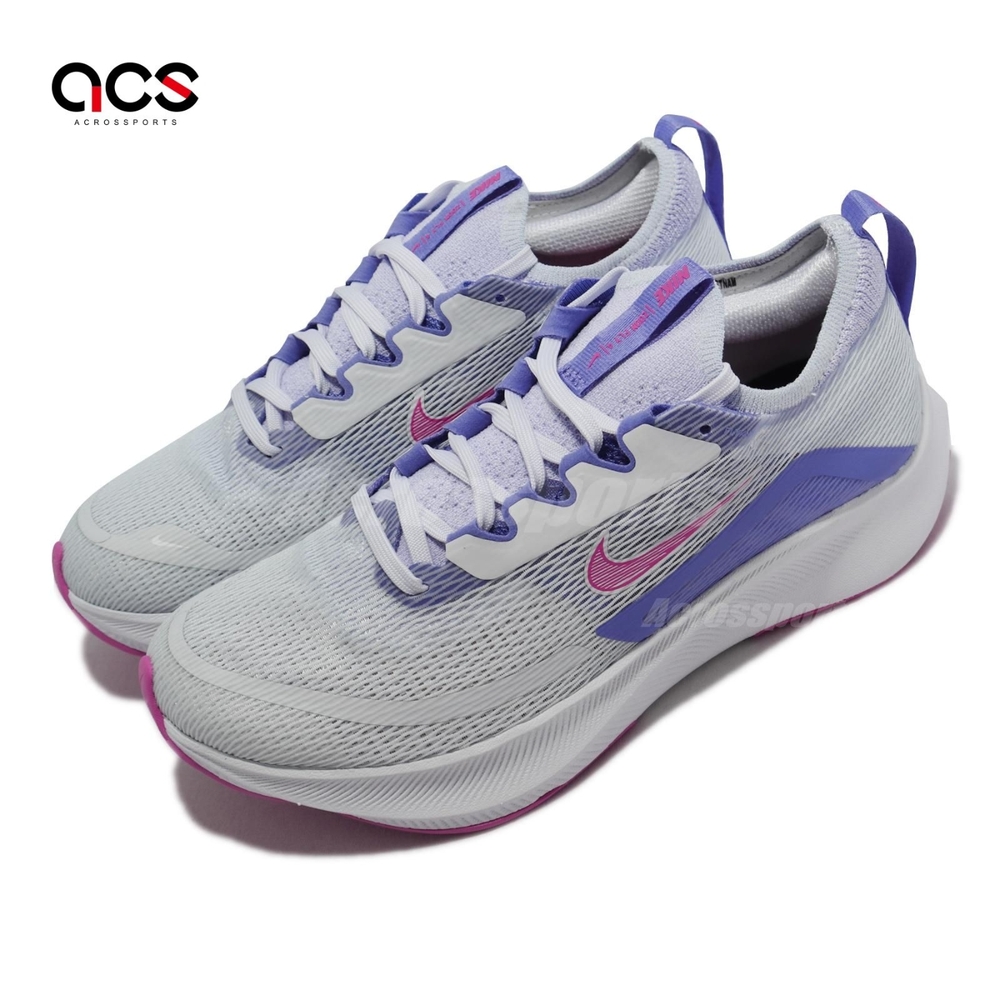 Nike 慢跑鞋 W Zoom Fly 4 氣墊 女鞋 跑鞋 運動 灰 粉 CT2401-003