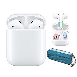 Apple AirPods 2 藍芽耳機(有線版)+保護貼紙+藍芽喇叭