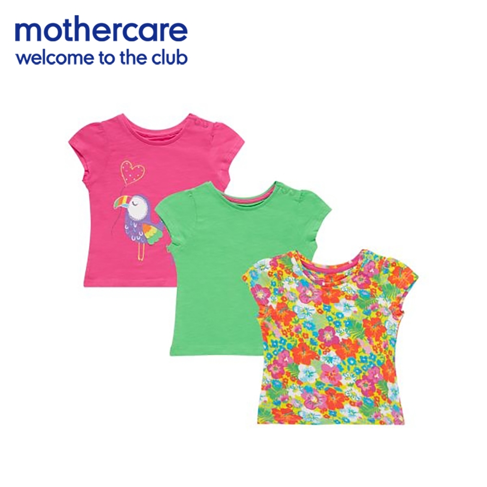 mothercare 專櫃童裝 里歐鸚鵡短袖上衣/T恤3入組 (12-18個月)
