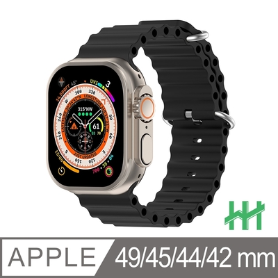 【HH】Apple Watch 42/44/45/49mm 可調扣環海洋矽膠錶帶(午夜色)