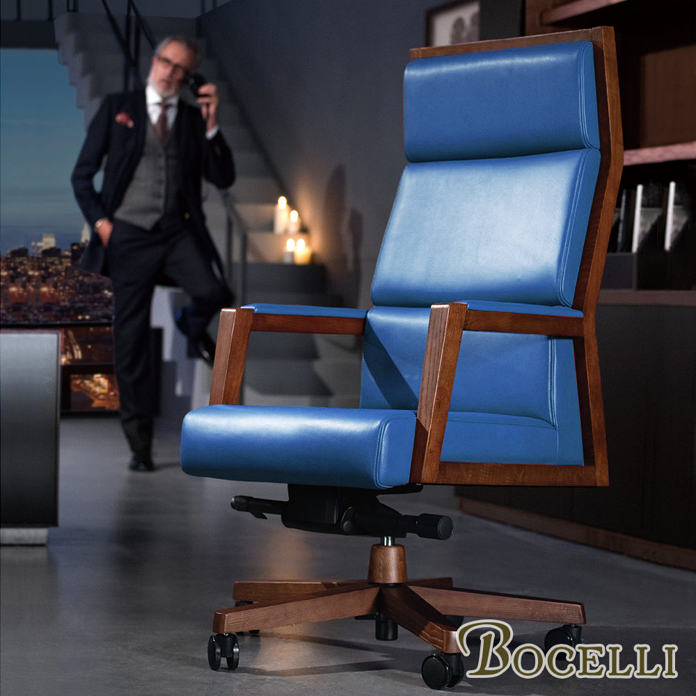BOCELLI_CREATIVO創意風尚高背辦公椅(義大利牛皮)深藍