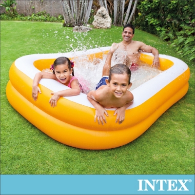 INTEX 桔色長方型游泳池229x147x46cm(600L)3歲+(57181)